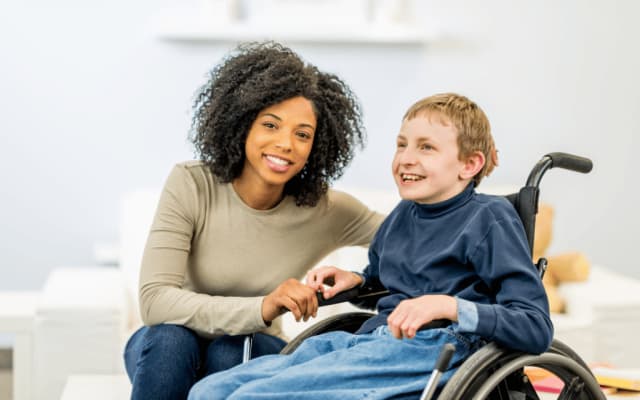 Caregiver assisting with mobility